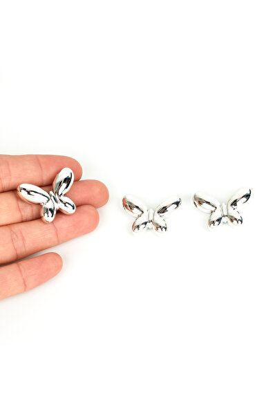 yfhobi 1 Adet - 22x30 mm Parlak Rodyum Kaplama Kelebek Model İçten Delik Akri...