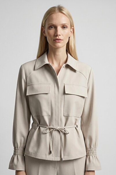 Rays 251856 Buttoned Jacket with Elastic Sleeves Stone