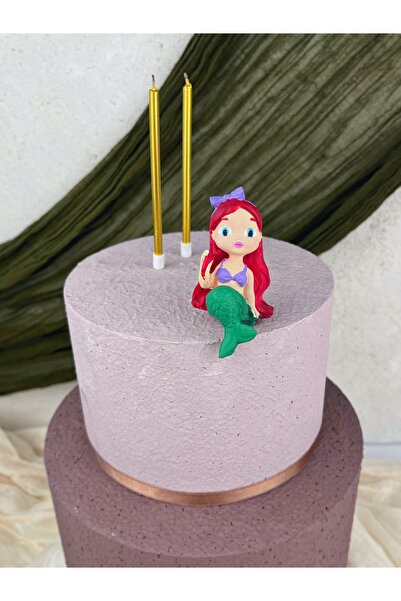 Ca.Gi El Yapımı Deniz Kızı Figürlü Pasta Süsü / Doğum Günü Süsü - 1 ADET