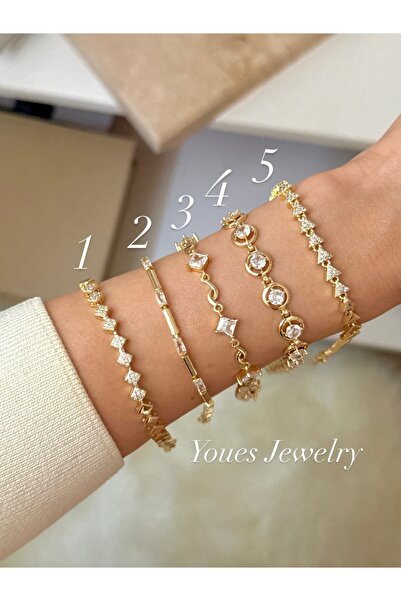 YOUES JEWELRY CM Lüx 14K Altın Renk Premium Kuyumcu Model Bileklik Altın Kapl...