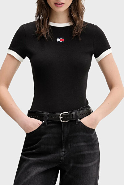 Tommy Jeans Pamuklu Slim Fit Logolu Bisiklet Yaka T Shirt T SHİRT DW0DW22575 BDS