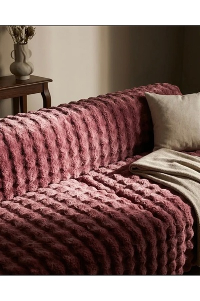 cmn home غطاء أريكة من القطيفة مقاس 175x215 سم بلون البرقوق - غطاء أريكة مضاد...