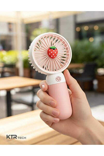 KTR TECH Şarjlı Mini Taşınabilir Sessiz El Ve Masa Fanı – Meyve Temalı Pembe ...