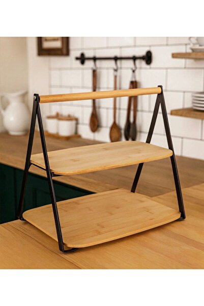 Home Bambu 2 Katlı Metal Raf Mutfak Banyo Düzenleyici