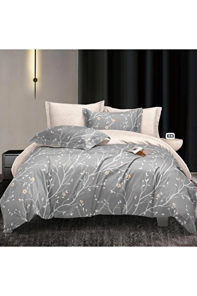 CumparaMisim Double bed linen with Stretchy, satin Cotton , Grey, twigs