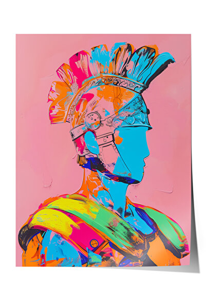 Zestia Αφίσα Premium Φουτουριστική Πολύχρωμη Διακόσμηση Σαλονιού με Κεφάλι Πο...