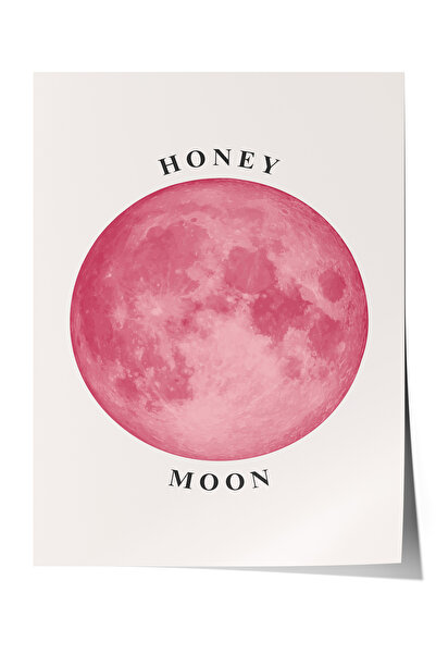 Zestia Premium Poster Pink Full Moon Honey Moon Minimal Sky Bedroom Decor