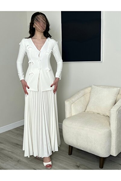 ELEEN EST Elegant two-piece white dress set in high-quality Barbie fabric