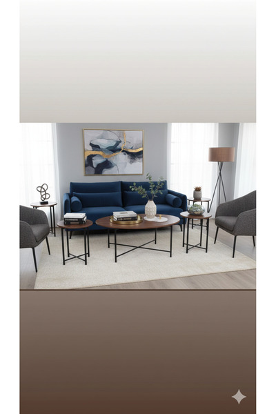 SADANHOME 5-piece set - Modern coffee table | Large table 80*80*45 cm and 4 s...