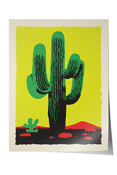 Zestia Poster Premium cu grafică botanică cu cactus verde viu, decor pentru s...