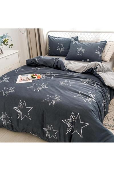CumparaMisim Double bed linen with Stretchy, satin Cotton , Gray, stars