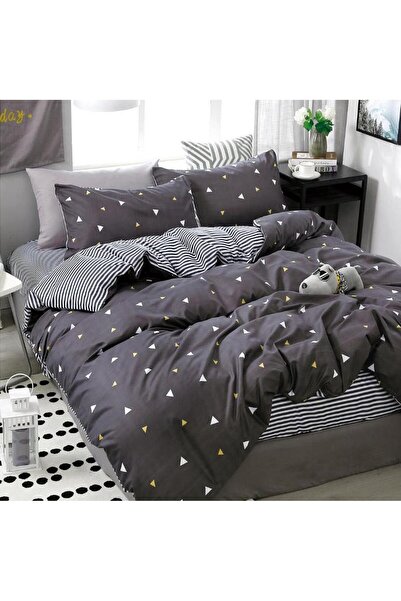 CumparaMisim Διπλό Λινό με Ελαστικό, σατέν Βαμβάκι , γκρι, γεωμετρικά σχήματα