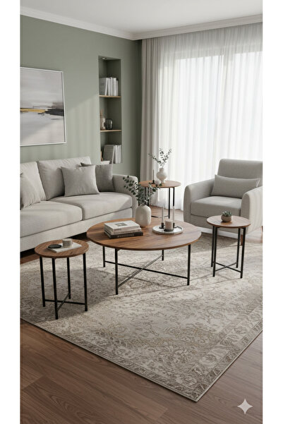 SADANHOME 5-piece set - Modern coffee table | Large table 80*80*45 cm and 4 s...