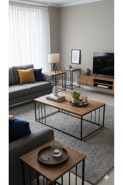 SADANHOME 5-piece set - Modern coffee table | Large table 110*60*45 cm and 4 ...