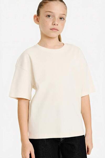 DeFacto Oversize Crew Neck Short Sleeve T-Shirt Girls G0882A826Sm