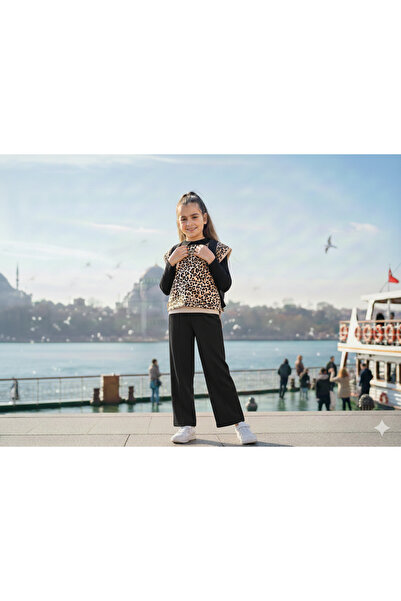 CUBBUX Set de 3 piese pentru fete: pulover, bluză și pantaloni cu imprimeu le...