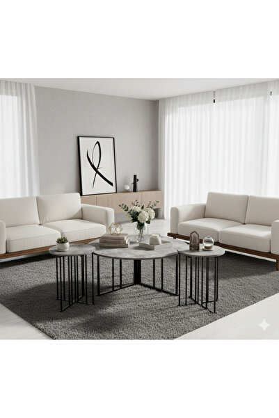 SADANHOME 5-piece set - Modern coffee table | Large table 80*80*45 cm and 4 s...
