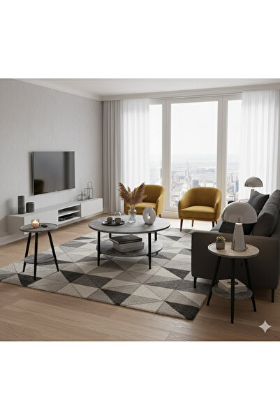 SADANHOME 5-piece set - Modern coffee table | Large table 80*80*45 cm and 4 s...