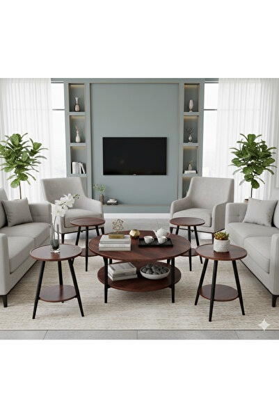 SADANHOME 5-piece set - Modern coffee table | Large table 80*80*45 cm and 4 s...