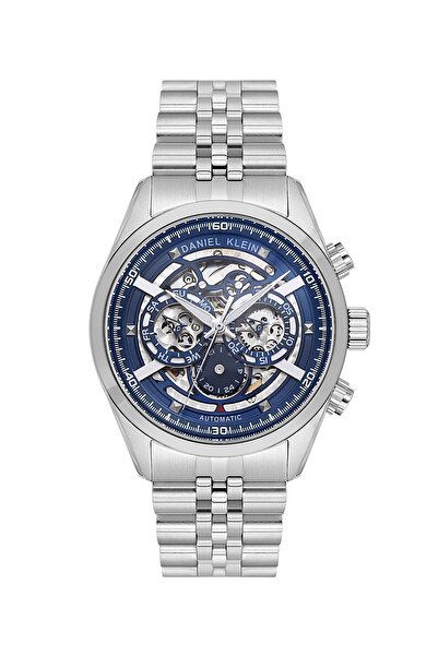 Daniel Klein Silver Navy Blue Color Automatic 42 mm Inner Gauges Active Men's...
