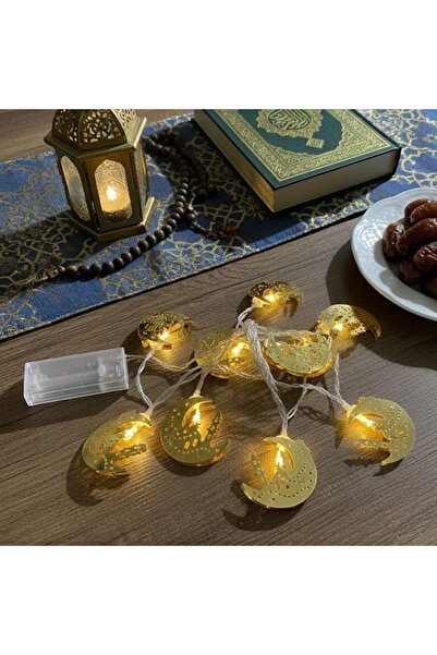 Nacario Mey İthalat® 10 Adet Sarkıtlı Ramazan Hilal Üstü Cami Temalı Led Işık...