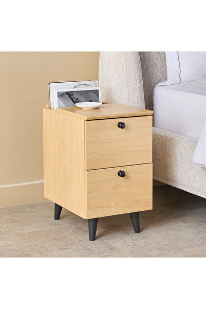 Generic طاولة جانبية صغيرة الحجم بدرج واحد وباب واحد ورفين عموديين