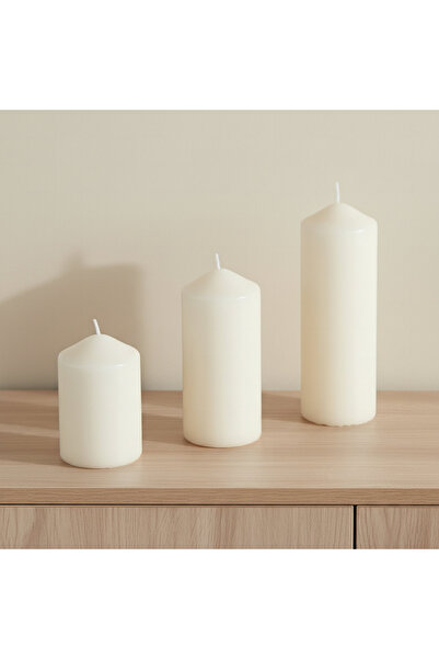 Generic مجموعة شموع لونا العمودية غير المعطرة المكونة من 3 قطع