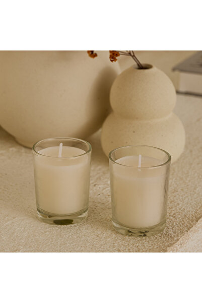 Home Box مجموعة شموع لونا الزجاجية غير المعطرة، قطعتان - 10 ساعات