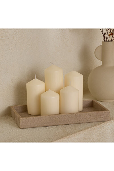 Home Box مجموعة شموع لونا العمودية غير المعطرة المكونة من 5 قطع