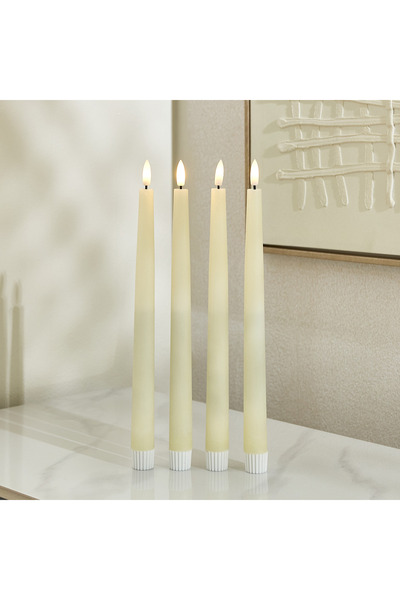 Home Box Luna 4-Piece Battery Operated LED Flameless Warm White Light Taper W...