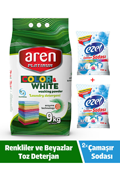 Aren Toz Çamaşır Deterjanı Renkliler Ve Beyazlar İçin 9 Kg + Çamaşır Sodası 7...