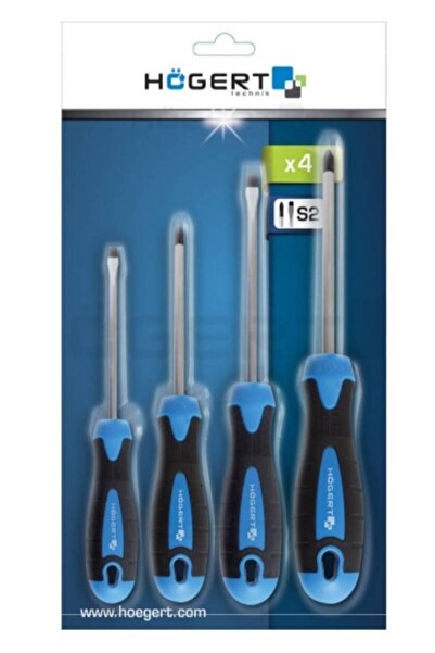 Hogert Set of 4 assorted screwdrivers (straight + cross), HT1S094