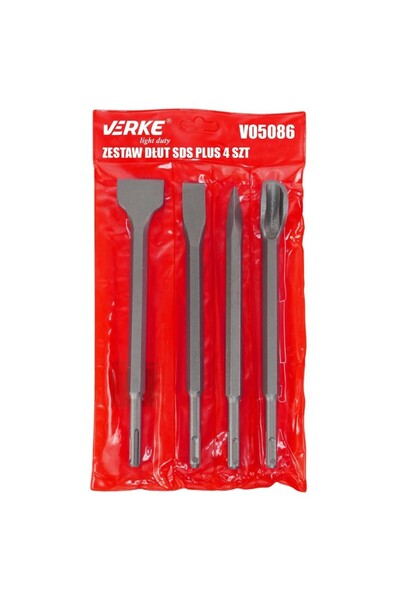 VERKE SDS plus chisel set, V05086, 4 pcs