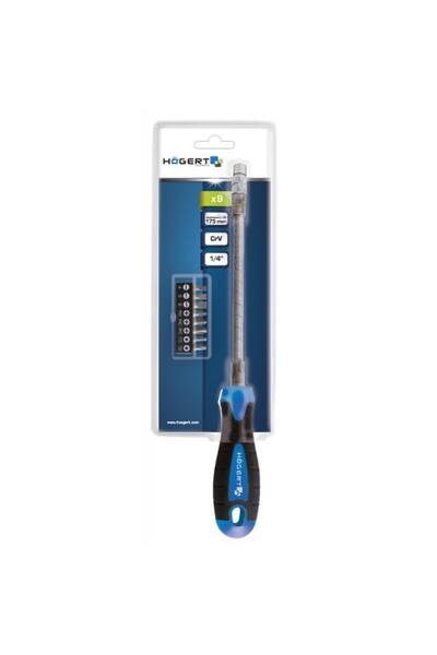Hogert Screwdriver, HT1S090, with flexible tip, 8 interchangeable heads