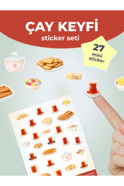 Planner & Journal Sticker – Çay Temalı Mini Ajanda Sticker Seti 1 sayfa (9x12 cm)
