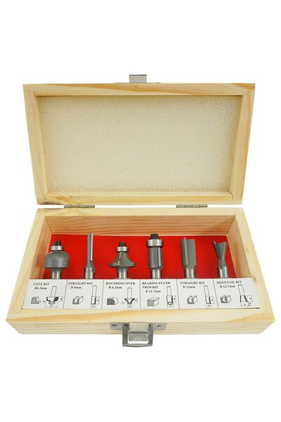 VERKE Set de freze pentru lemn, 6 bucăți 8mm, V05067,