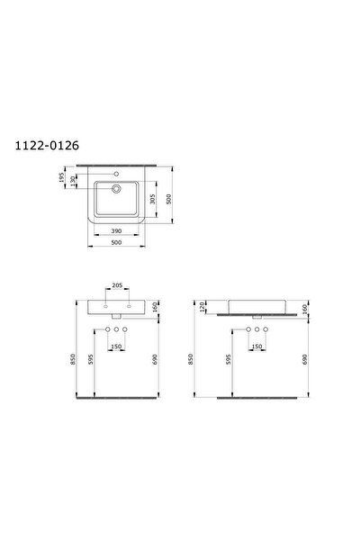 Bocchi Parma Tezgah Üstü Lavabo Beyaz - 1122-001-0126