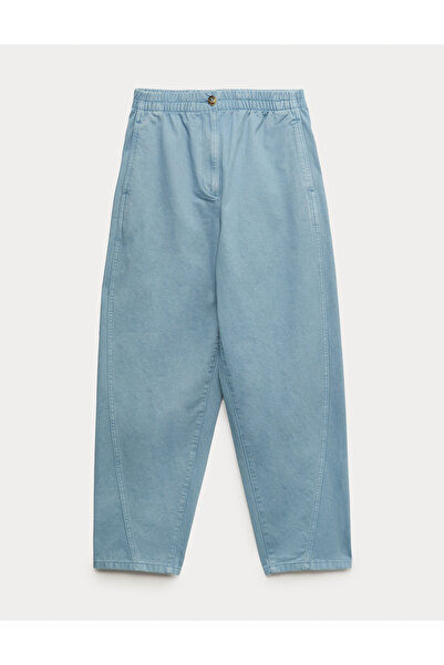 Marks & Spencer Saf Pamuk Elastik Bel Carrot Leg Pantolon