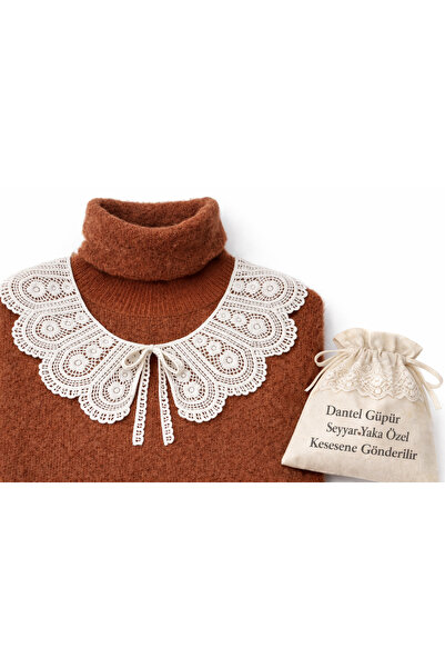 MİNELEŞARP34 Mineşarpt Lace Guipure Detachable Collar Vintage Stylish Collar ...