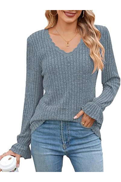 OEM Women's casual blouse, breathable sweater, blue S