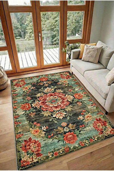 CESTA HOME DİJİTAL BASKILI TURKUAZ Kaymaz Taban Yıkanabilir Modern Mutfak Hal...