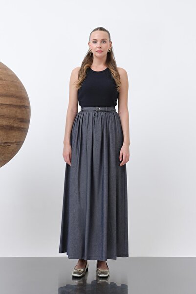 Loreen Жіноча спідниця з джинсової тканини з поясом, що стягується на талії -...