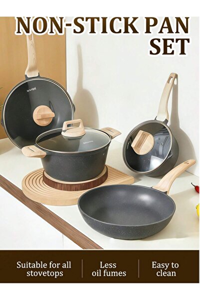 Vitakit Deepened Non-Stick Wok, Household Multi-Functional 4-Piece Cooking Set