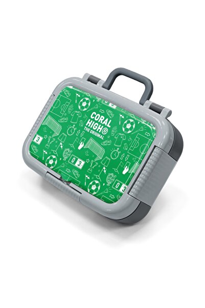 Coral High Παιδικό πράσινο κουτί φαγητού από ανοξείδωτο ατσάλι με σχέδιο ποδο...