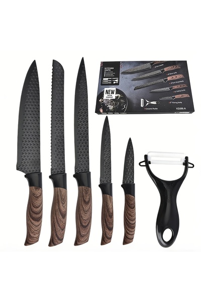 Generic 6-Piece Hand Forged Kitchen Knife Set | Includes Chef Knife, Utility ...