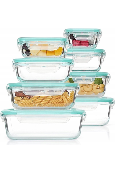 Azaris Set de 8 recipiente alimentare din sticlă borosilicată