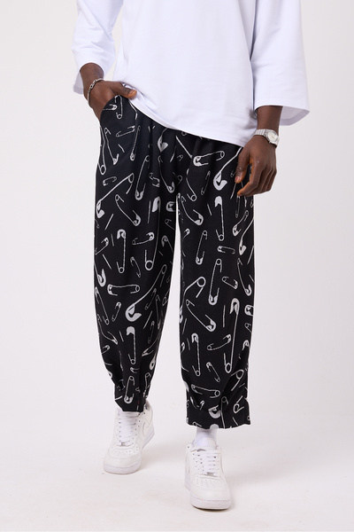Superbluemexico Unisex Street Style Baggy Trousers with Cuff Detail