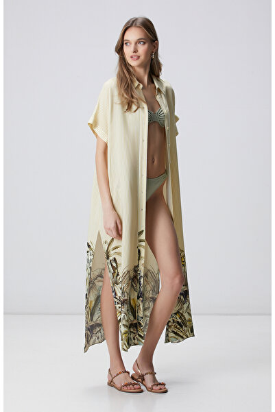 Network Sarı Yeşil Desen Detaylı Kaftan