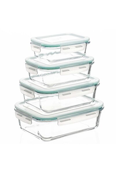 SERSIMO Set of 4 heat-resistant glass containers, with airtight lid, BPA free...