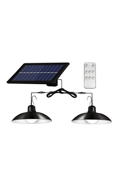 BASE Lampă cu 2 becuri LED și panou solar detașabil, telecomandă